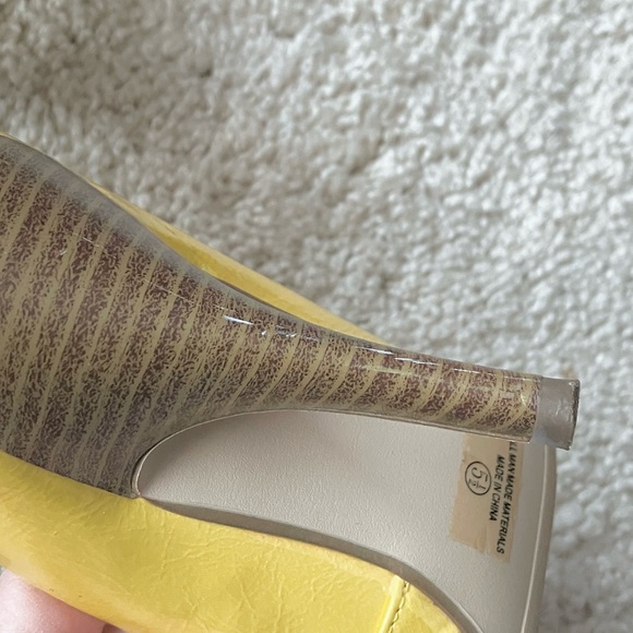 Delicious | Bright Yellow Peep-Toe Heels - Picture 7 of 11